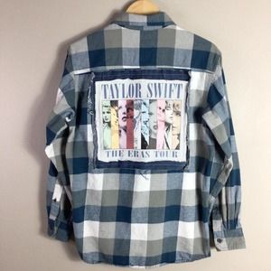 Upcycled Taylor Swift Flannel Swiftie Eras Tour reworked shirt Medium